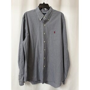 Ralph Lauren Blue & White Checked Long Sleeve Woven Top Size XL Mens. O-9